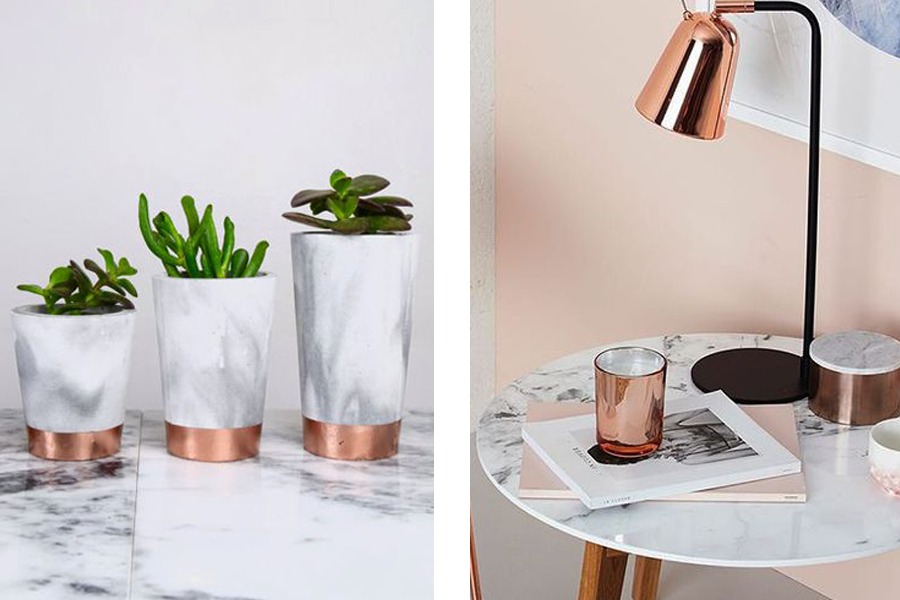Beyaz Mermer& Rose Gold Uyumu